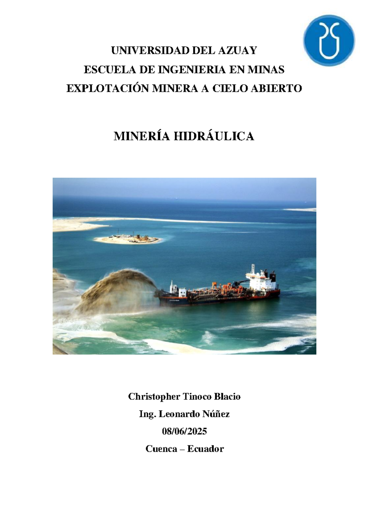 Minería Hidráulica: Técnicas y Aplicaciones en Explotación A Cielo Abierto - Document Preview