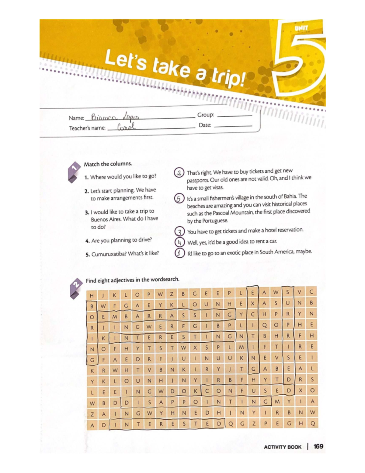 Homework unit 5: Planning a trip and travel arrangements - Studocu