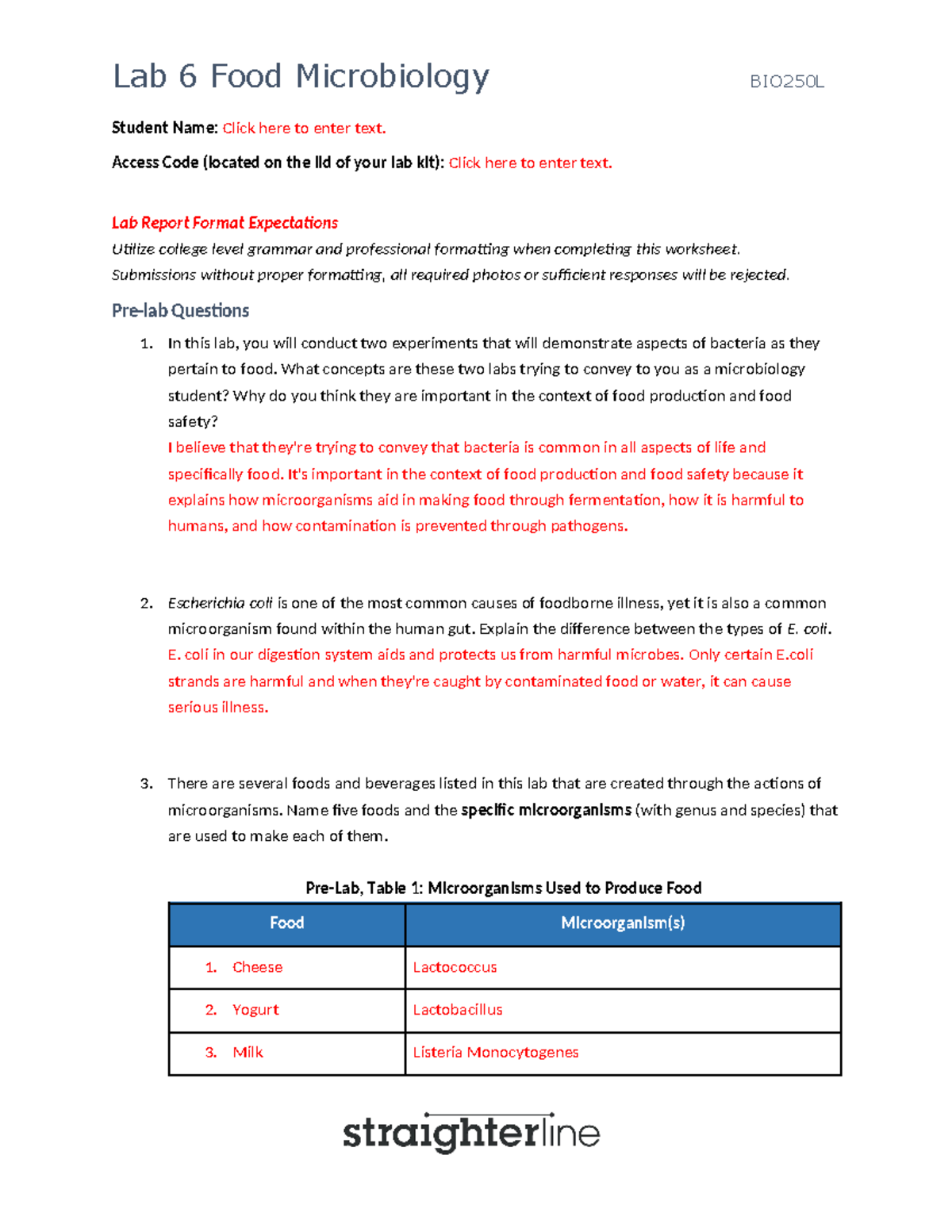 BIO250 Lab 6 - Student Name: Click here to enter text. Access Code ...