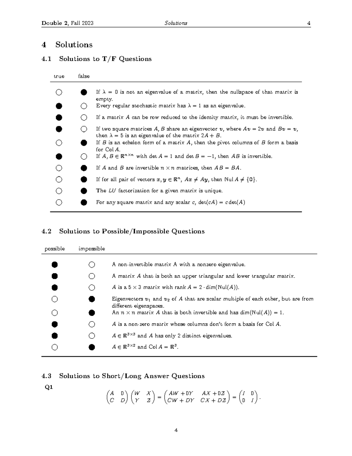 Midterm Key Solutions for Double 2, Fall 2023 - Studocu