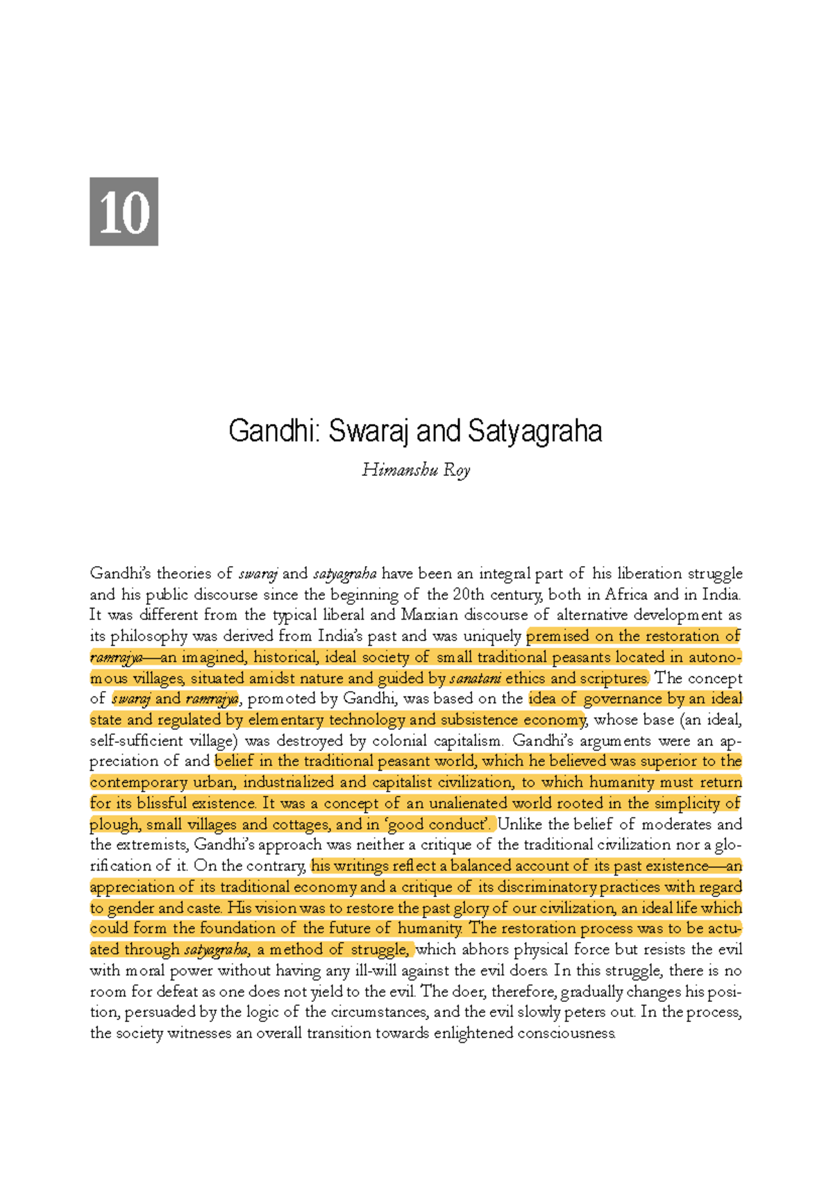 Gandhi - 10 Gandhi: Swaraj and Satyagraha Himanshu Roy Gandhi’s ...
