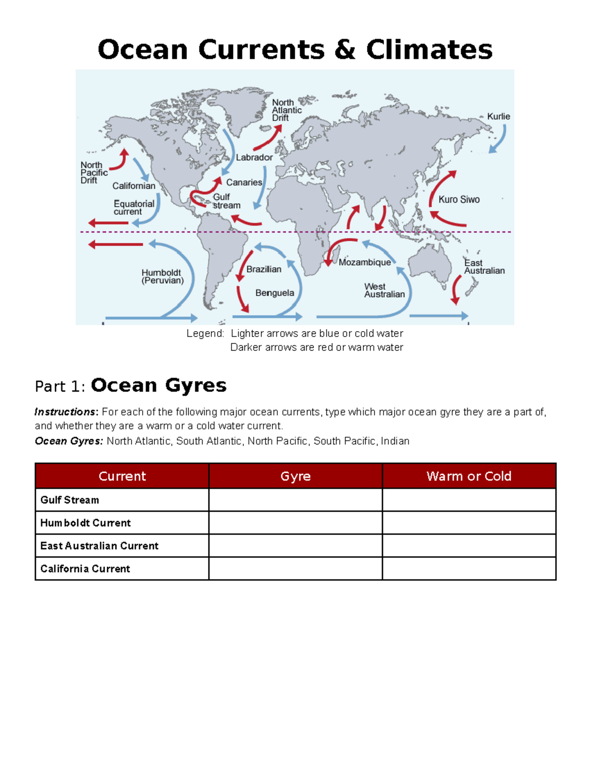 Ocean Currents \u0026 Climate Effects: Analyzing Gyres and Temperature - Studocu, image size:1200x1553