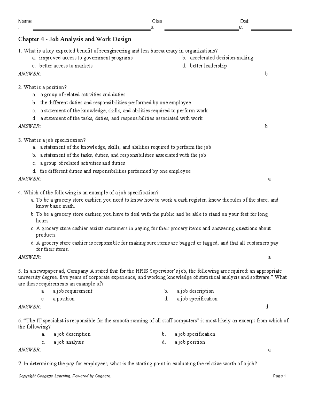 Chapter 4: Job Analysis and Work Design - Study Notes - Studocu