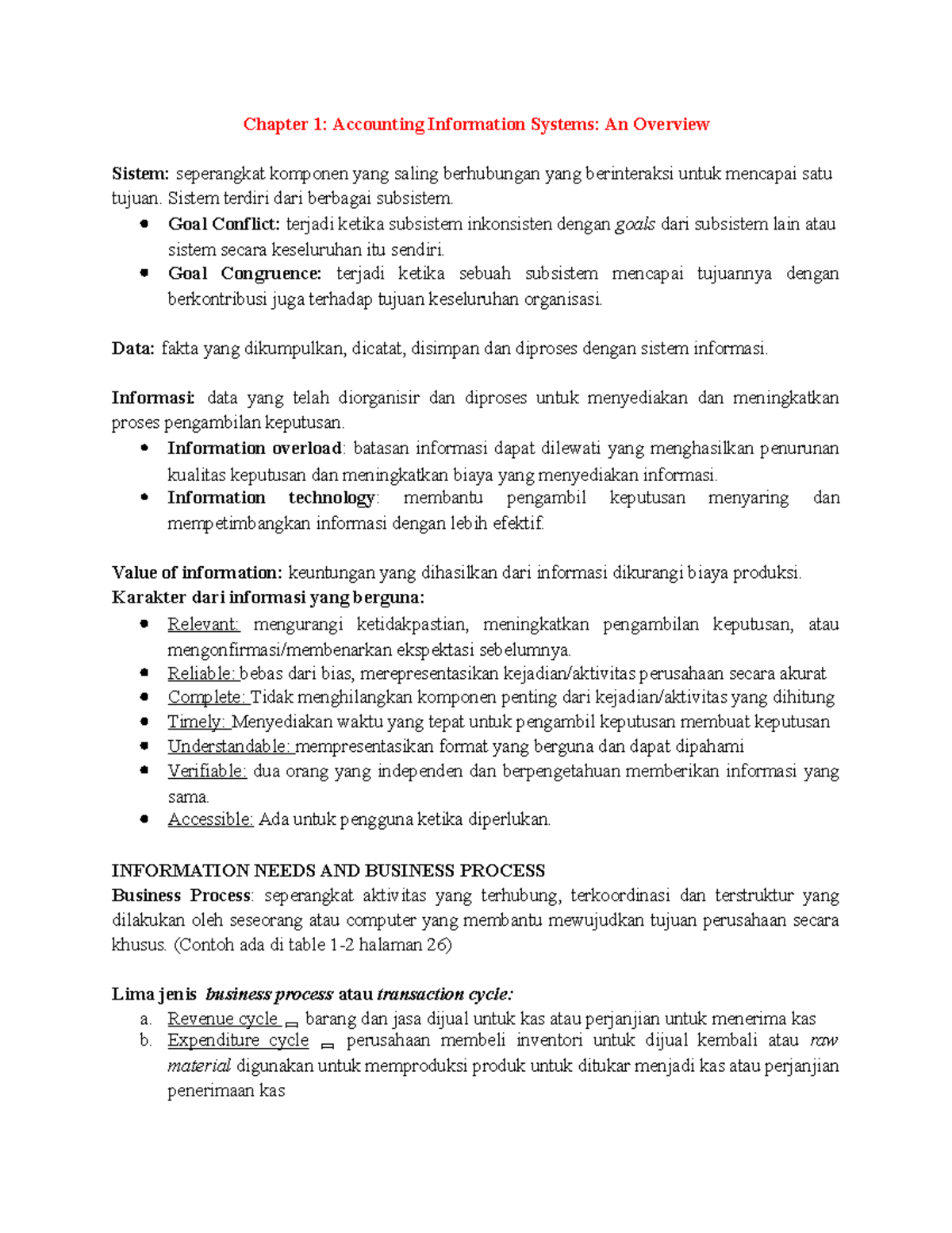 Chapter 1: Overview of Accounting Information Systems (ACCT101) - Studocu