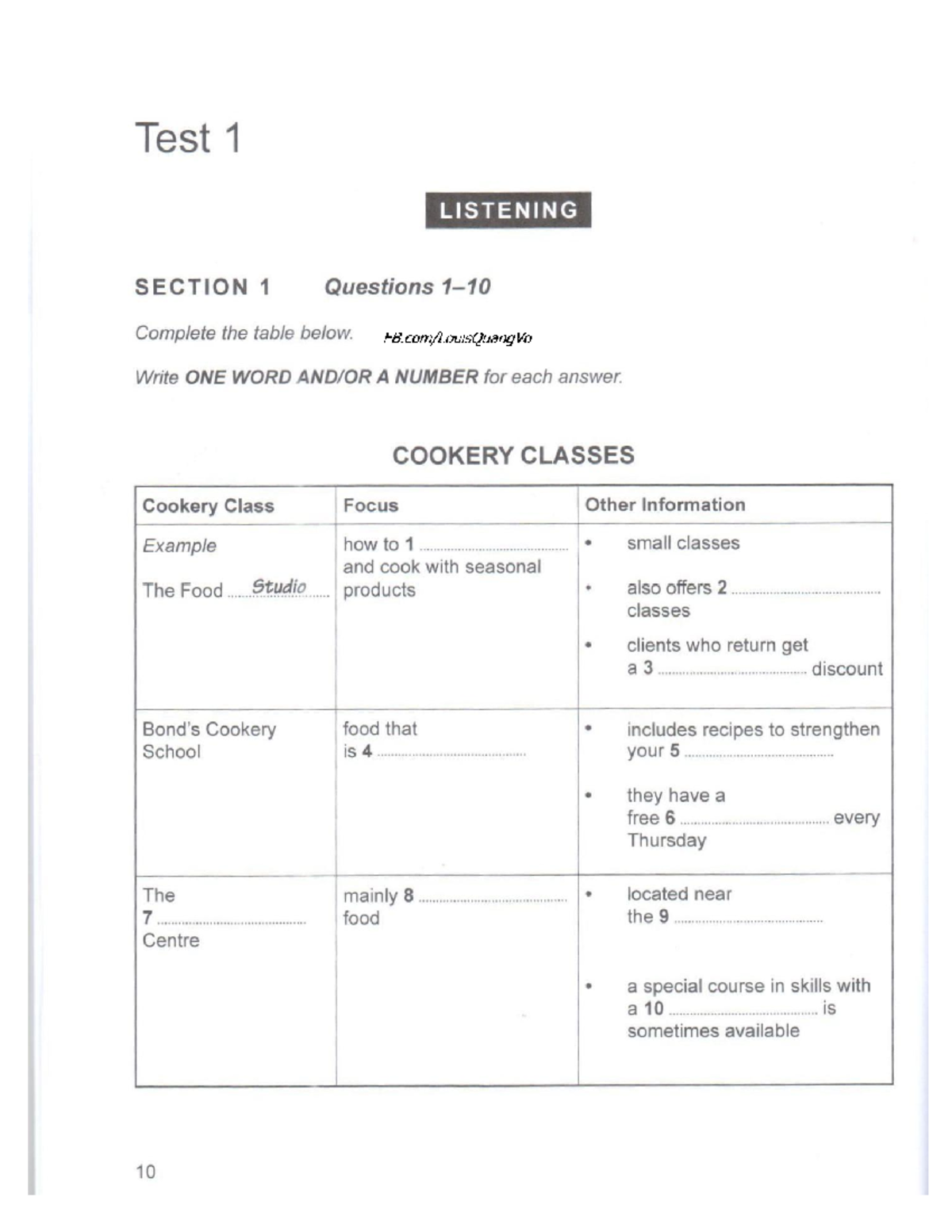 IELTS 13 Listening Test 1-4 Notes and Answer Key - Studocu