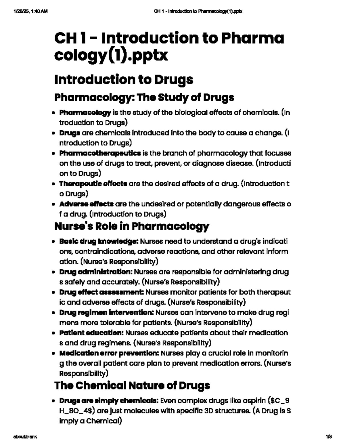 Introduction To Pharmacology Ch 1 Final Exam Lecture Notes Studocu