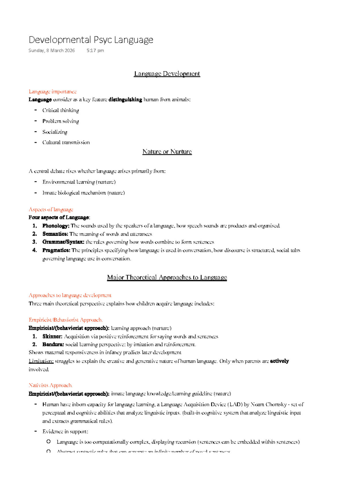 Developmental Psychology: Language Acquisition Theories and Aspects ...