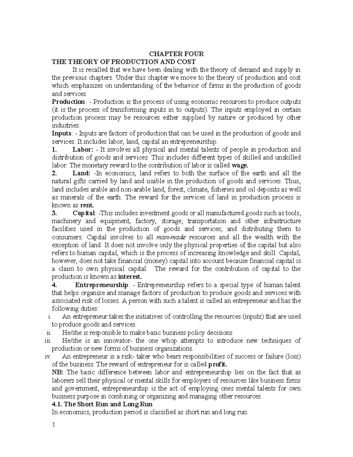5. Chapter 5: Theory of Production and Cost Analysis - Key Concepts ...