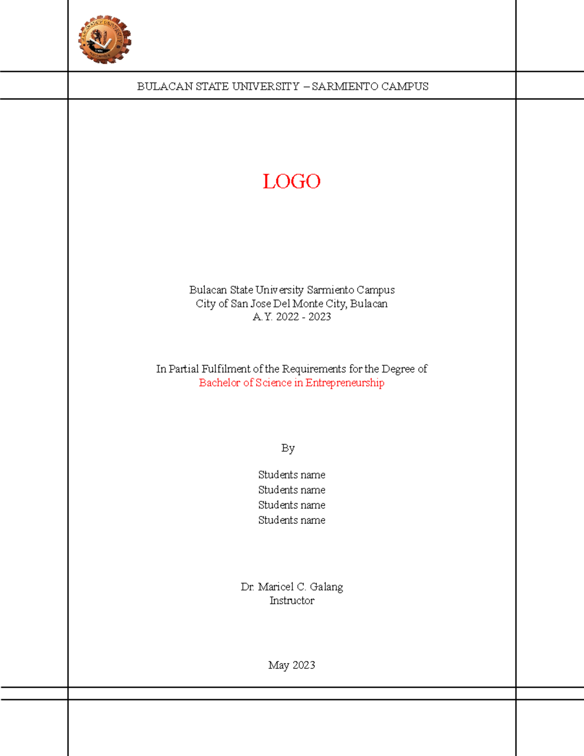 BUS 101: Business Plan Preparation Outline for A.Y. 2022-2023 - Studocu