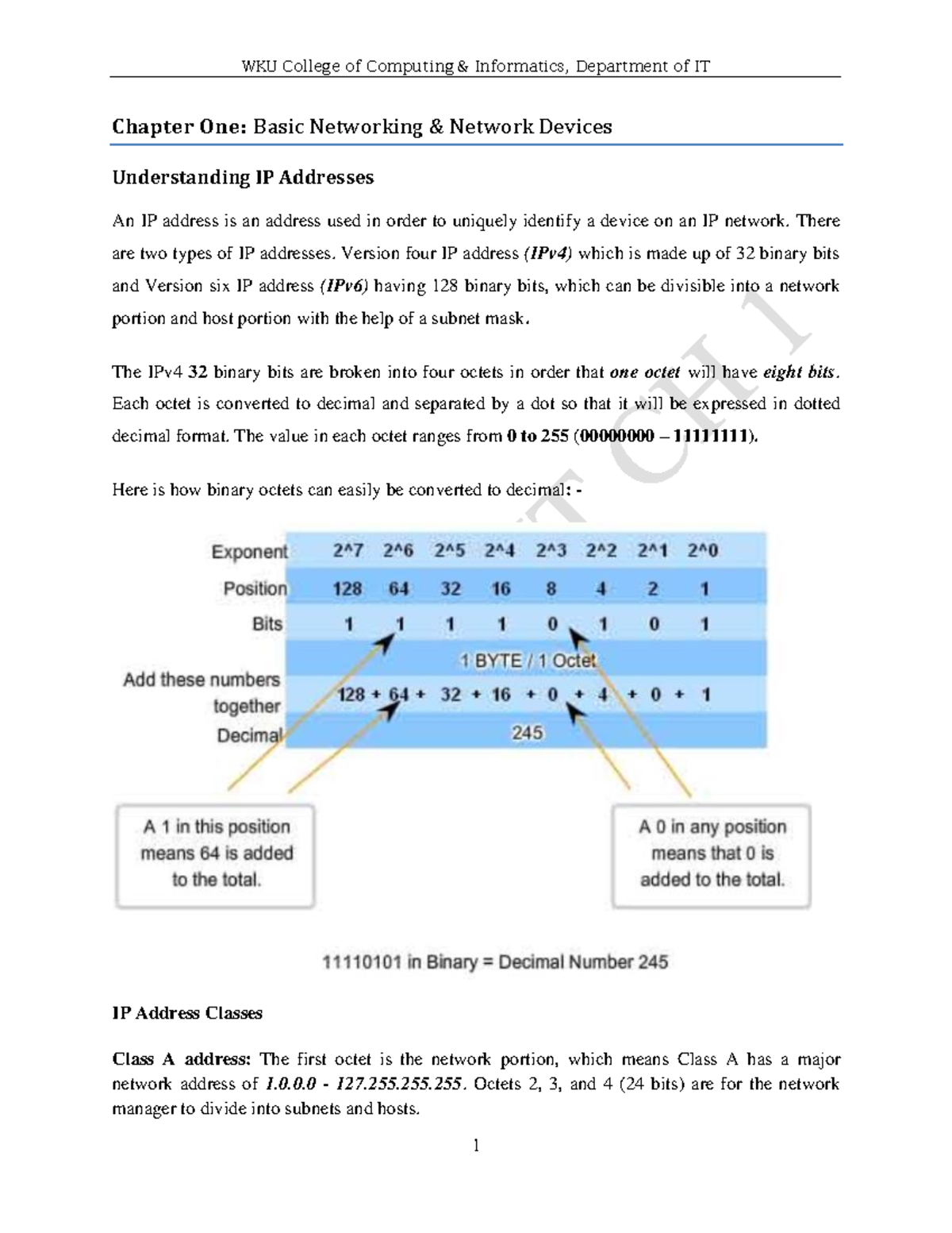 Ch 1: Network Device Configuration & IP Addressing Fundamentals - Studocu