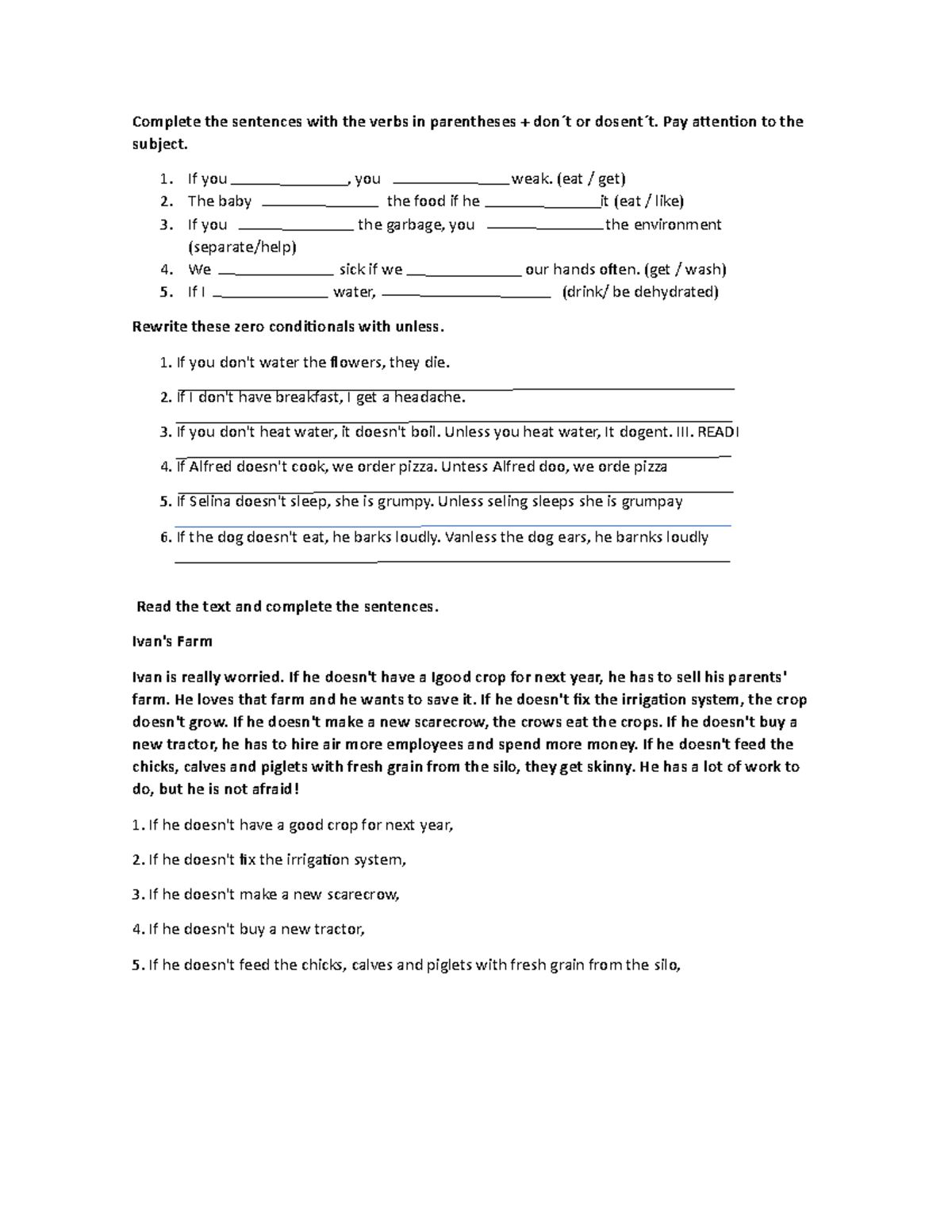 Exercises for the Exam: Conditional Sentences and Future Forms - Studocu