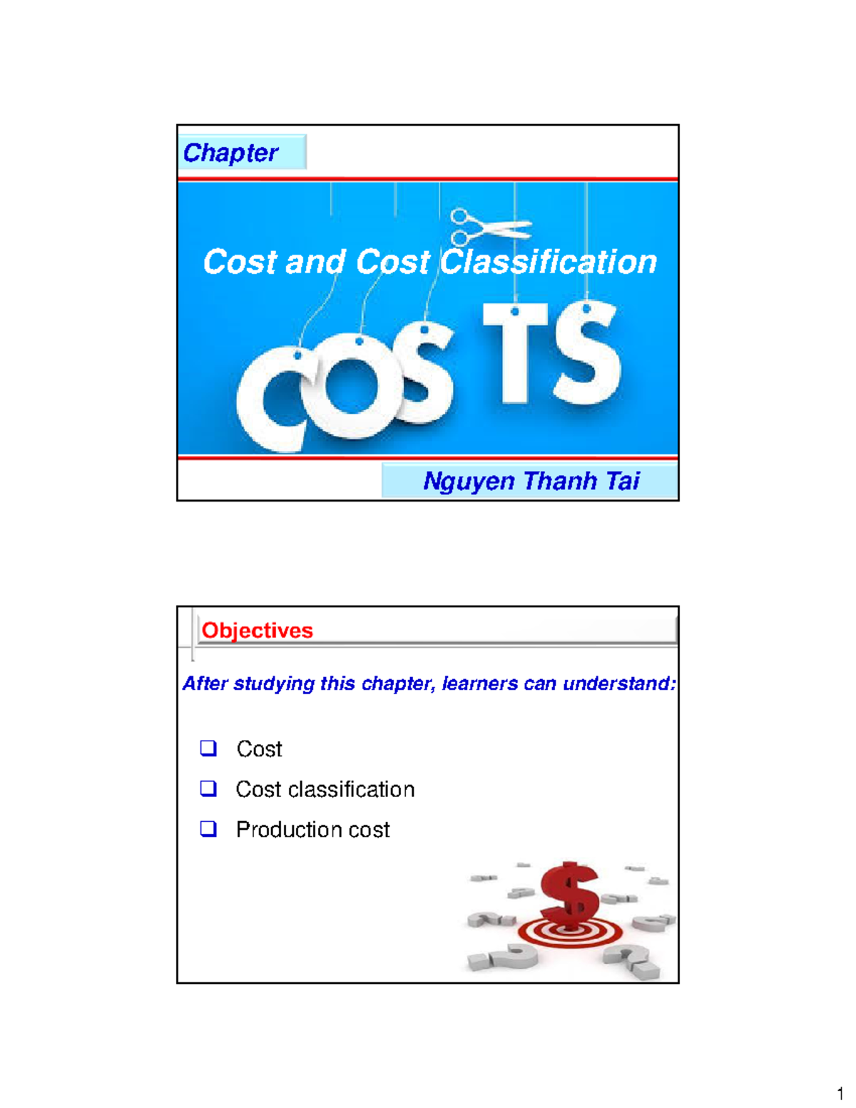 Chapter 1 Cost & Classification 20210921 - Chapter Cost and Cost ...
