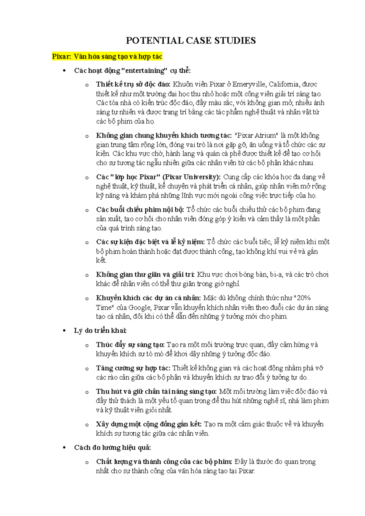 Potential CASE Studies: Examining Creative Work Cultures at Top ...