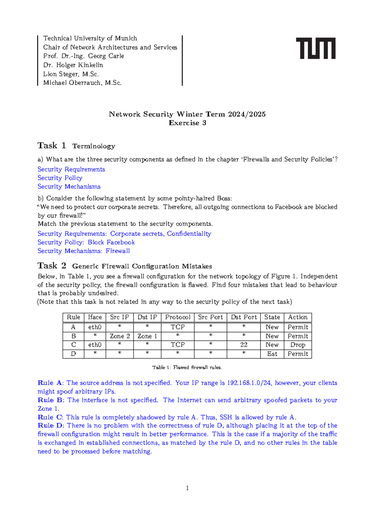 Network Security EX03 Solutions: Firewall Configurations & Intrusion ...