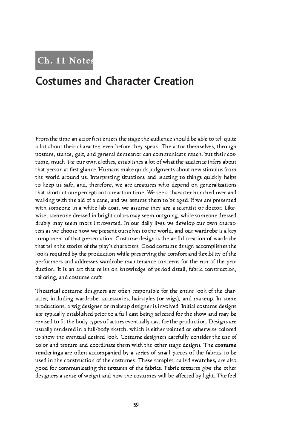Ch. 11 notes - Ch. 11 Notes Costumes and Character Creation From the ...