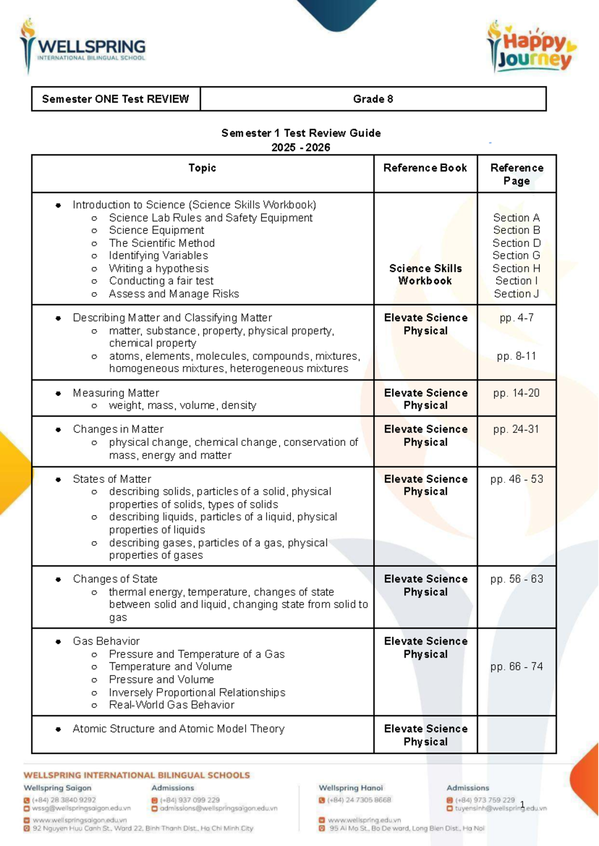 Grade 8 Science Semester 1 Test Review Guide (2025-2026) - Studocu