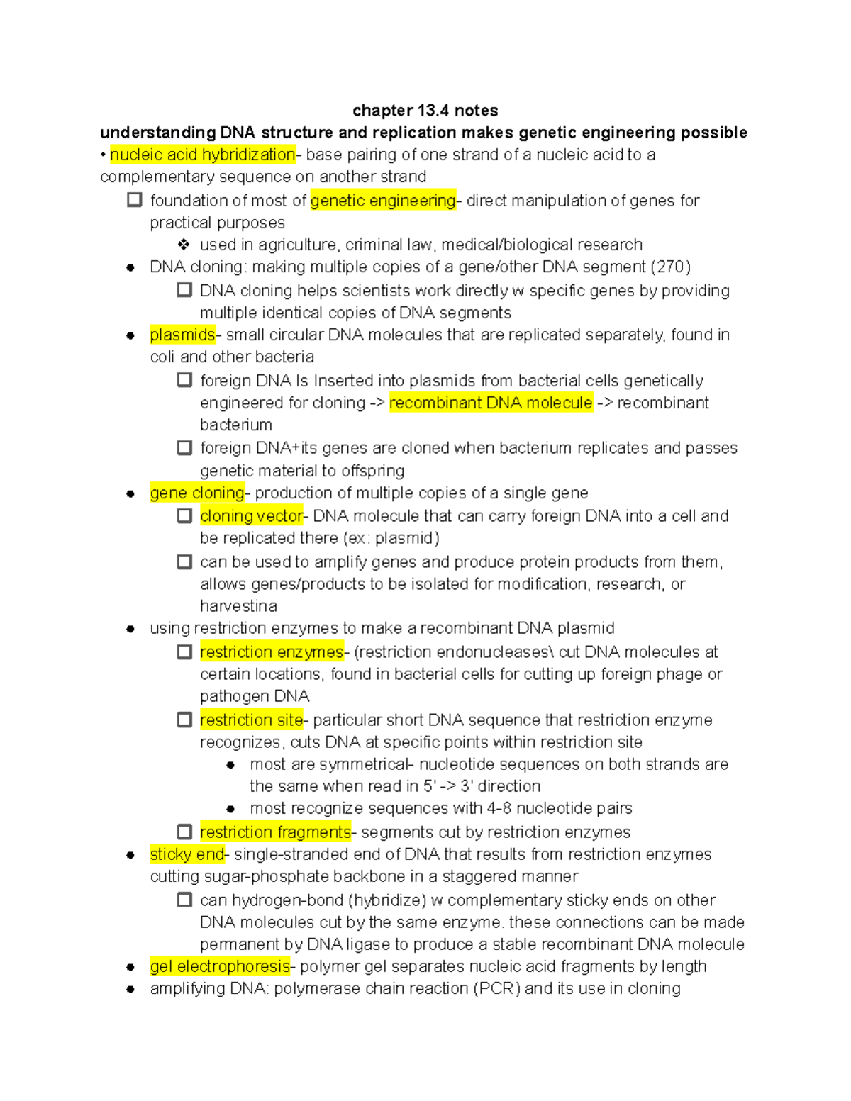 Chapter 13.4 Notes: DNA Structure, Replication, & Genetic Engineering ...