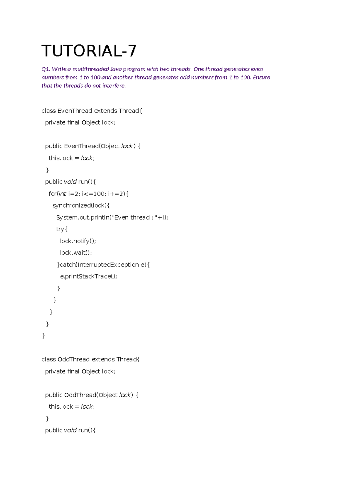 Multithreaded Java Programming Tutorial (Module 3) - Studocu