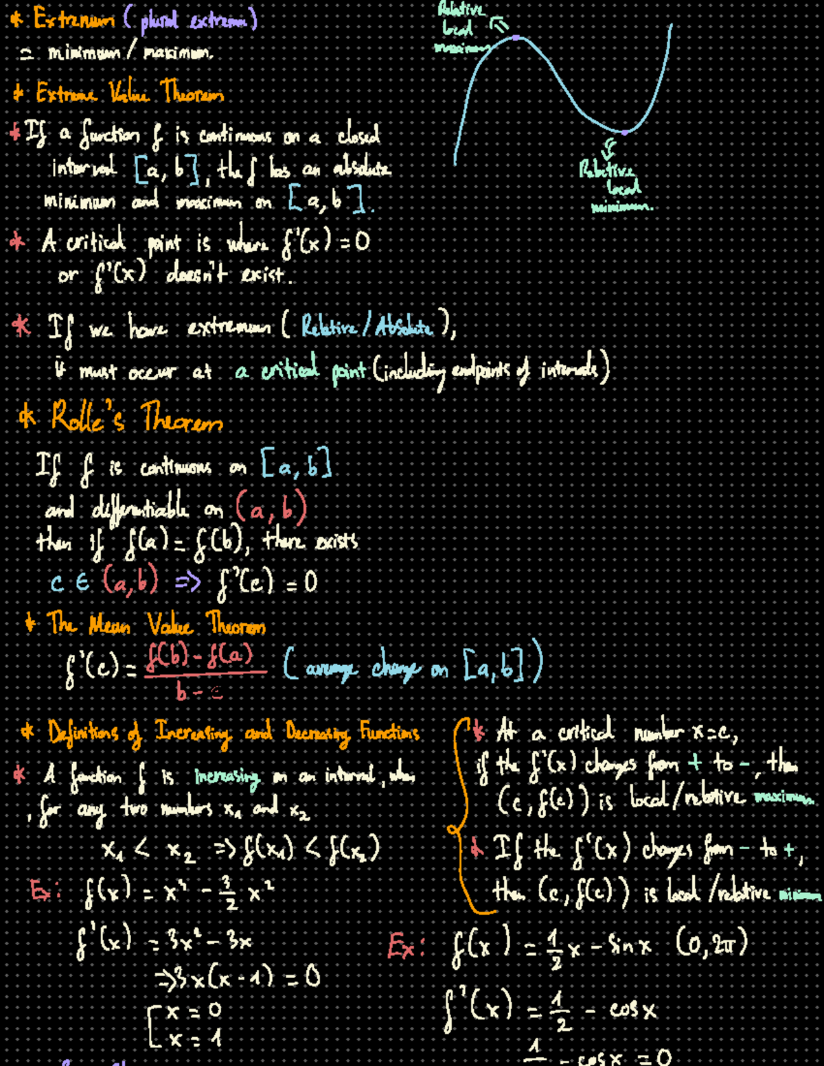 Unit 4 Notes - x Extrenum pluralextrema X minimum maximum x ...