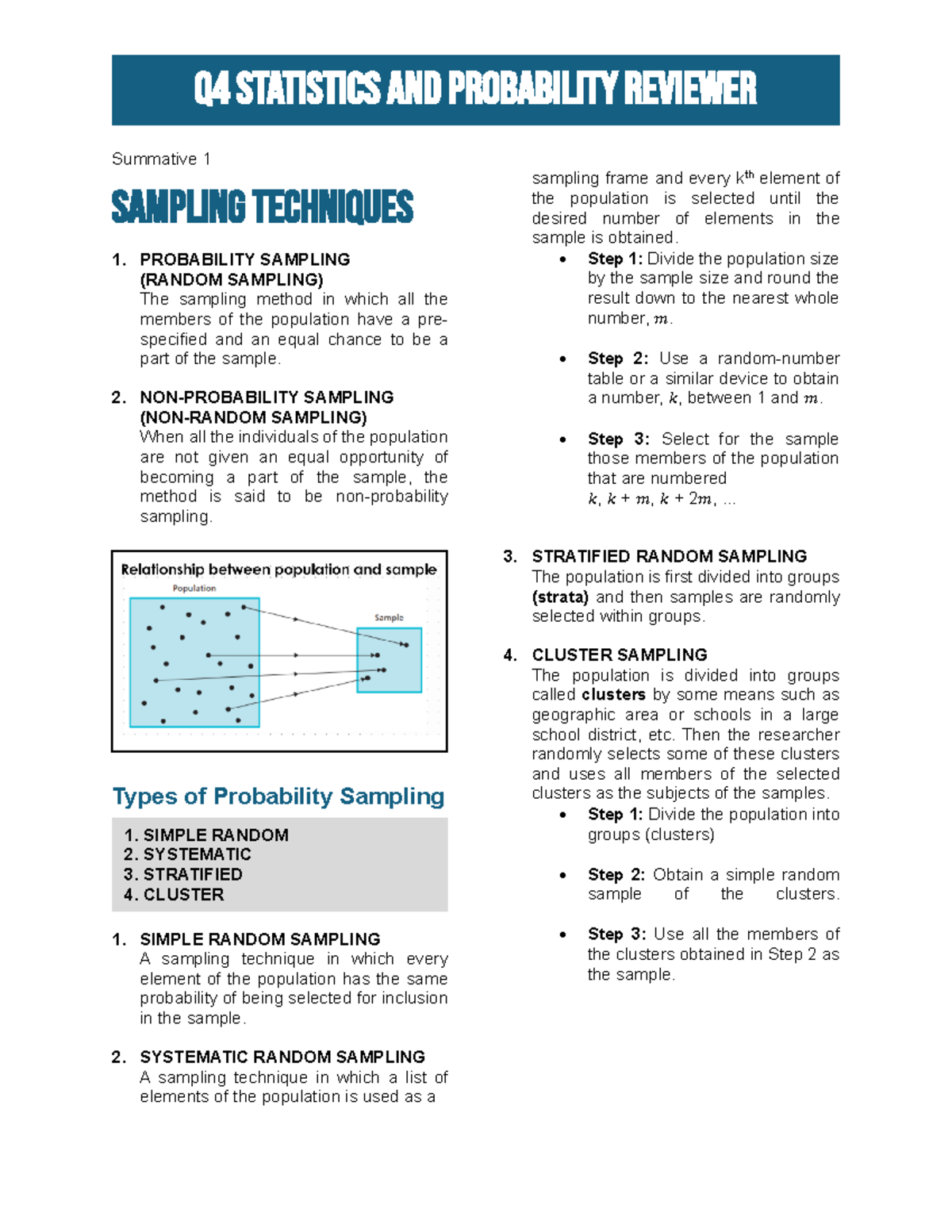Q4- Stats - Quarter 4 Statistics & Probability - Q4 STATISTICS AND ...