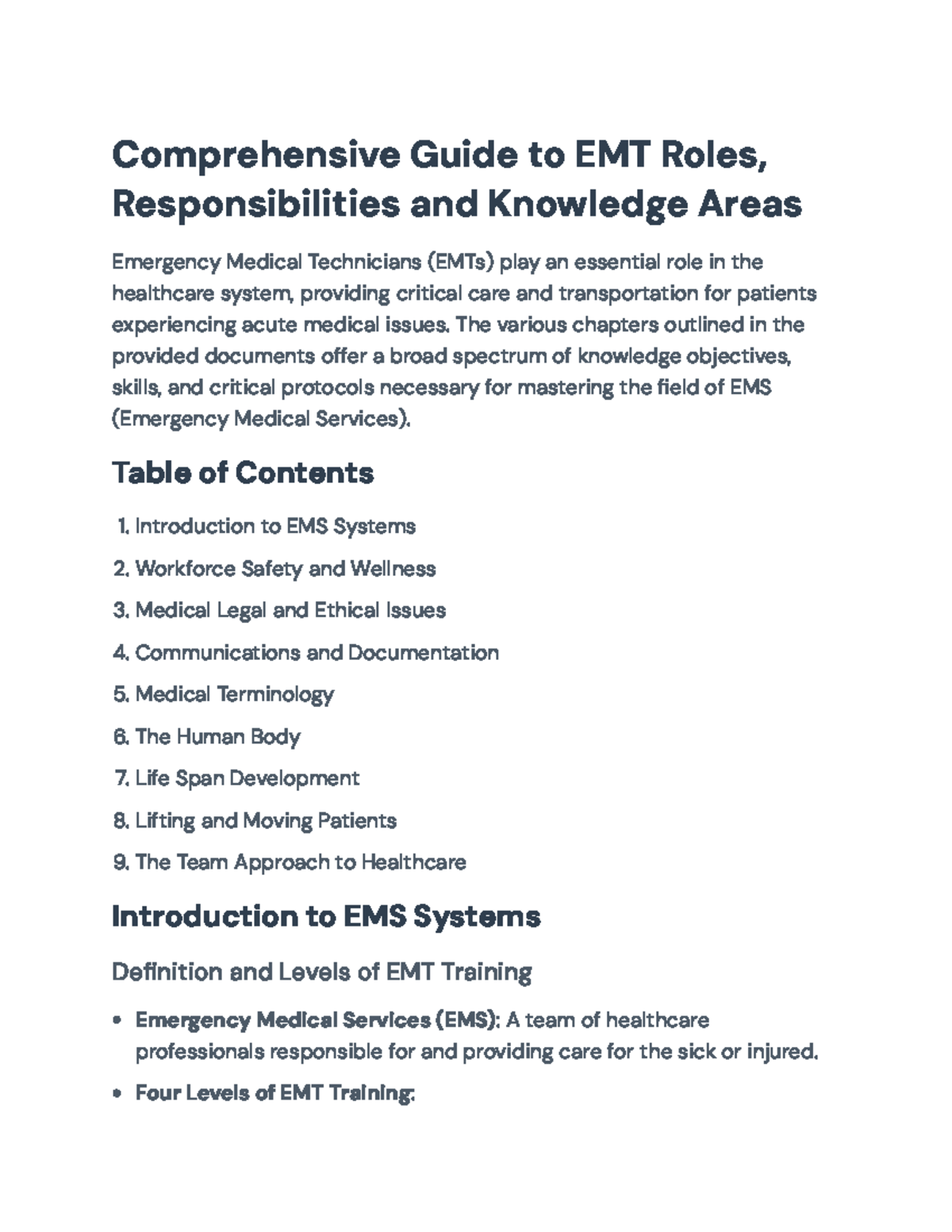 Comprehensive Guide to EMT Roles and Responsibilities (EMT 101 ...