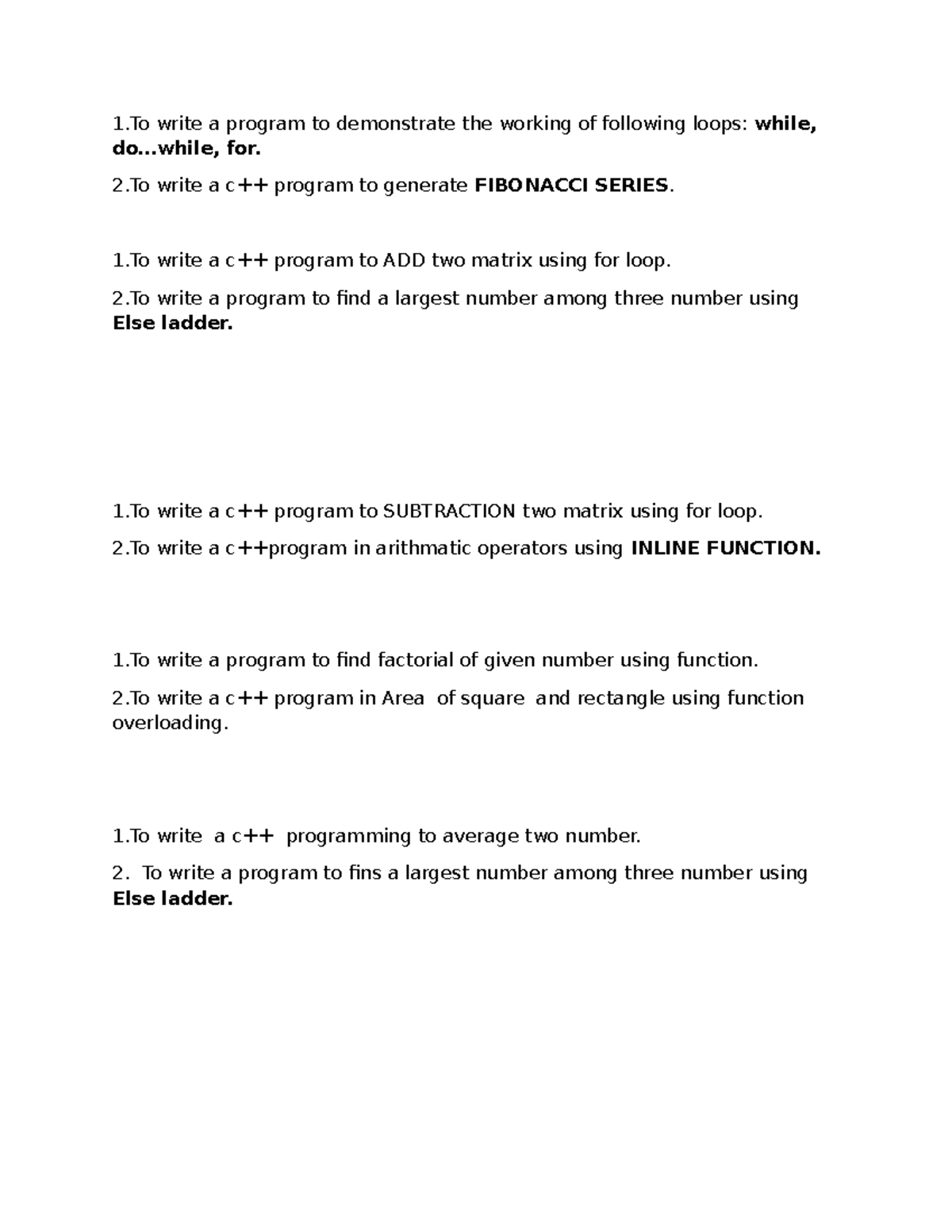 C++ Programming Notes: Loops, Functions, and Matrix Operations - Studocu