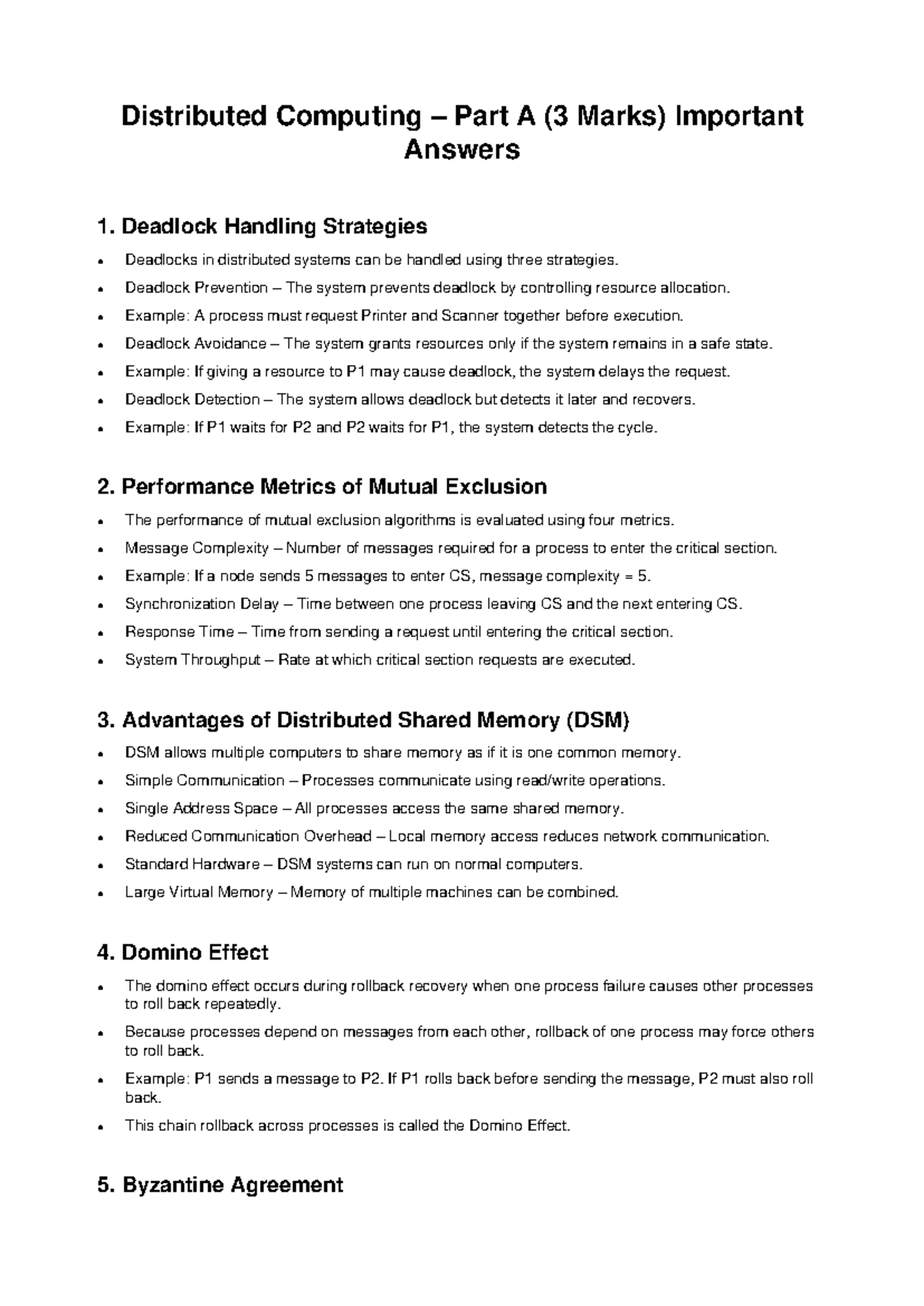 Distributed Computing Part A Exam Notes (3 Marks) - Studocu