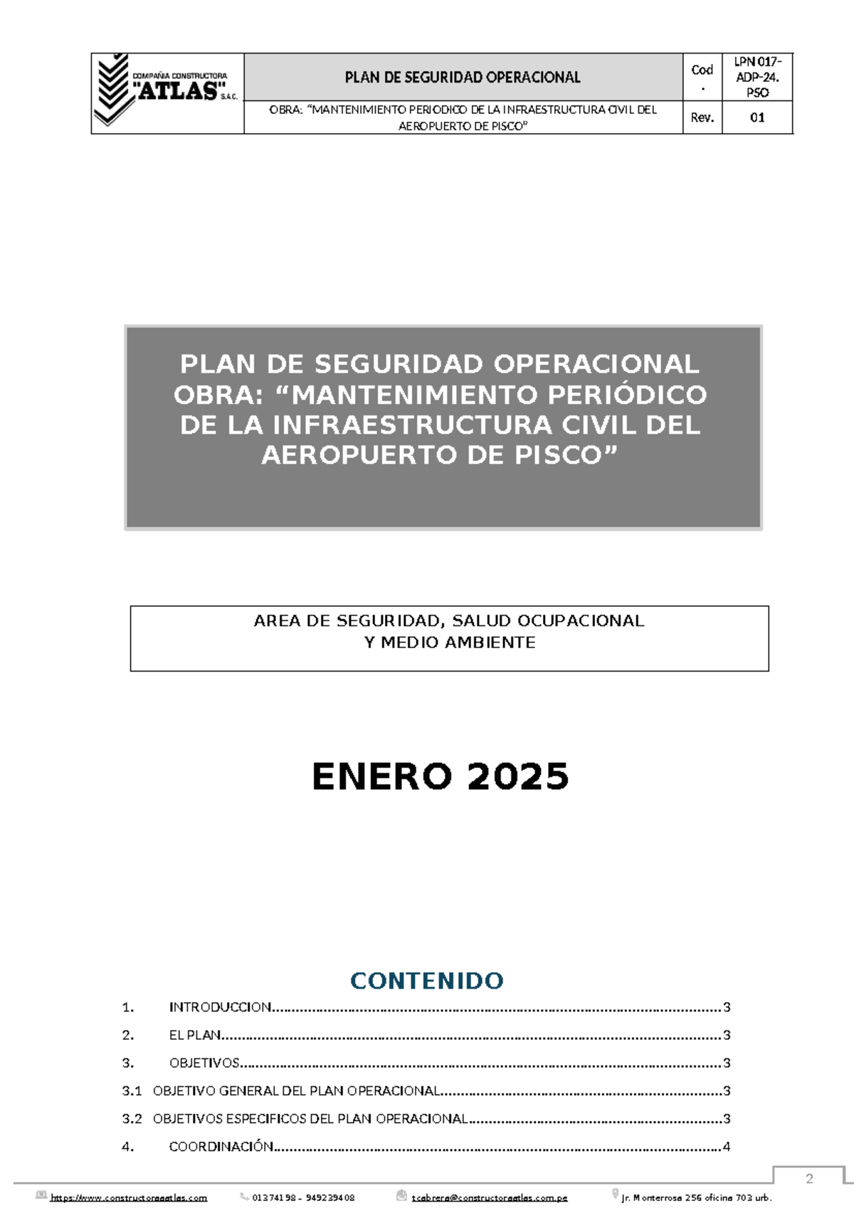 PLAN DE SEGURIDAD OPERACIONAL PSO: INFRAESTRUCTURA CIVIL AEROPUERTO LPN ...