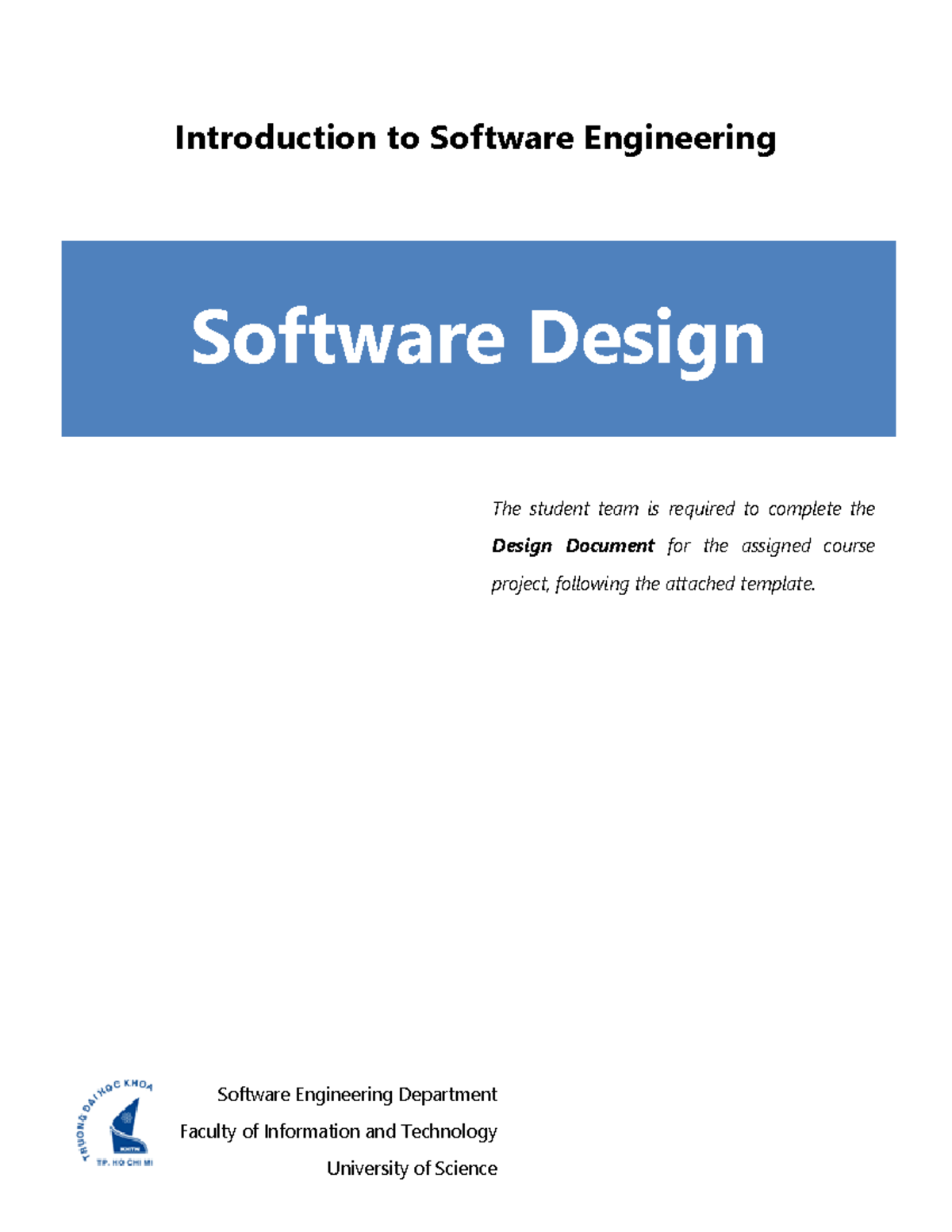 HCMUS SE Dept. Software Design Document for Course Project - Studocu