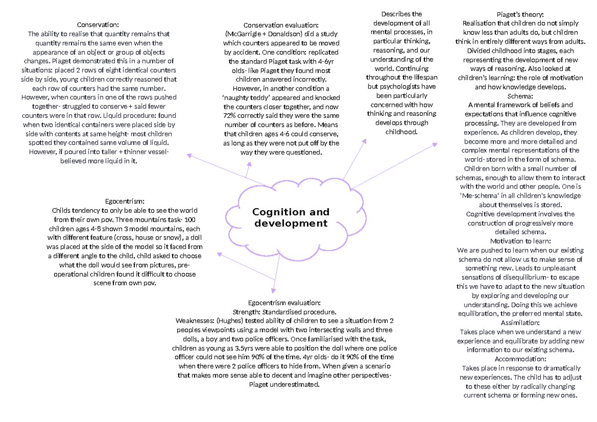 Cognitive Development and Theories: Comprehensive Revision Notes - Studocu