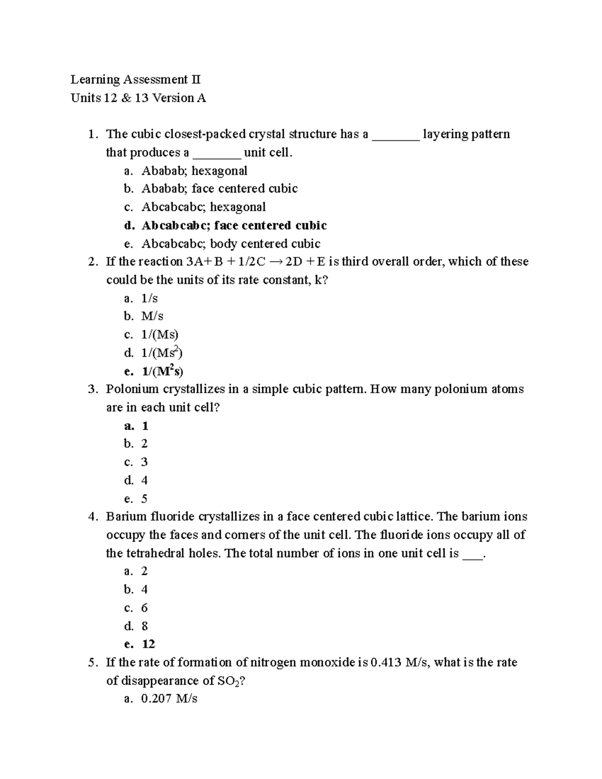 Gen Chem II Exam 2 - Key Concepts from Units 12 & 13 - Studocu