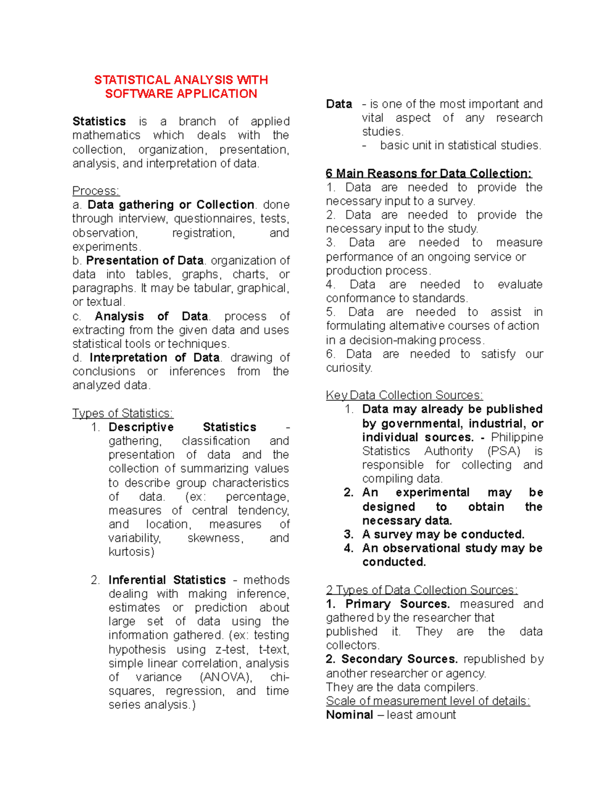 Statistical Analysis with Software Application: Comprehensive Reviewer ...