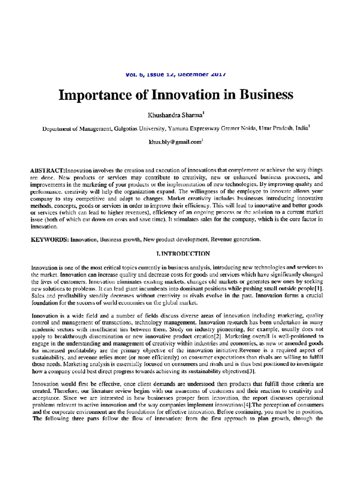 Importance of Innovation in Business: Insights and Strategies - Studocu