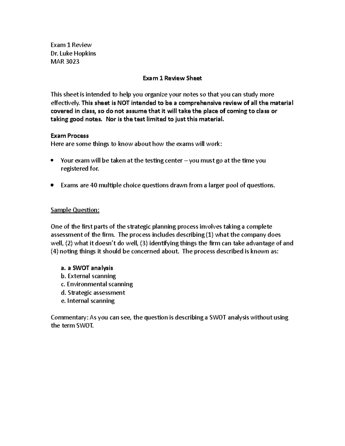 MAR 3023 Exam 1 Review Sheet - Spring 2020 Study Guide - Studocu