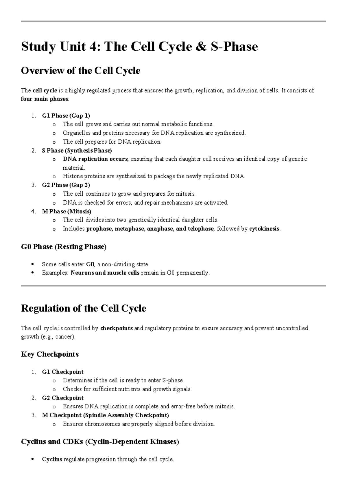 Study Unit 4, 5 & 6 - Summary Molecular and cell biology - Study Unit 4 ...
