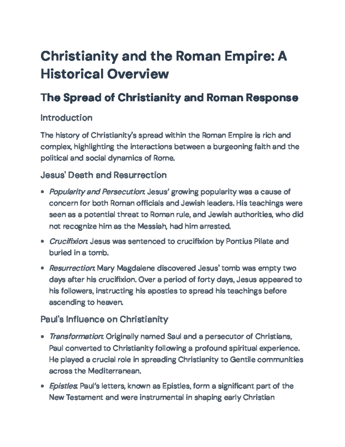 Christianity and the Roman Empire: Growth, Conflict, and Legacy ...