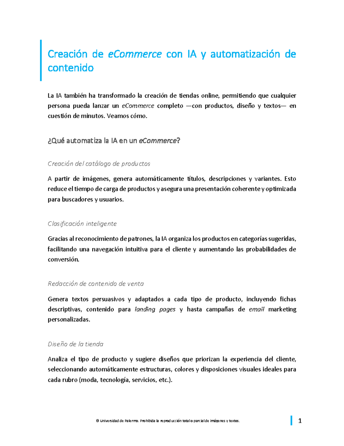 Creación de eCommerce con IA: Automatización y Optimización - Studocu