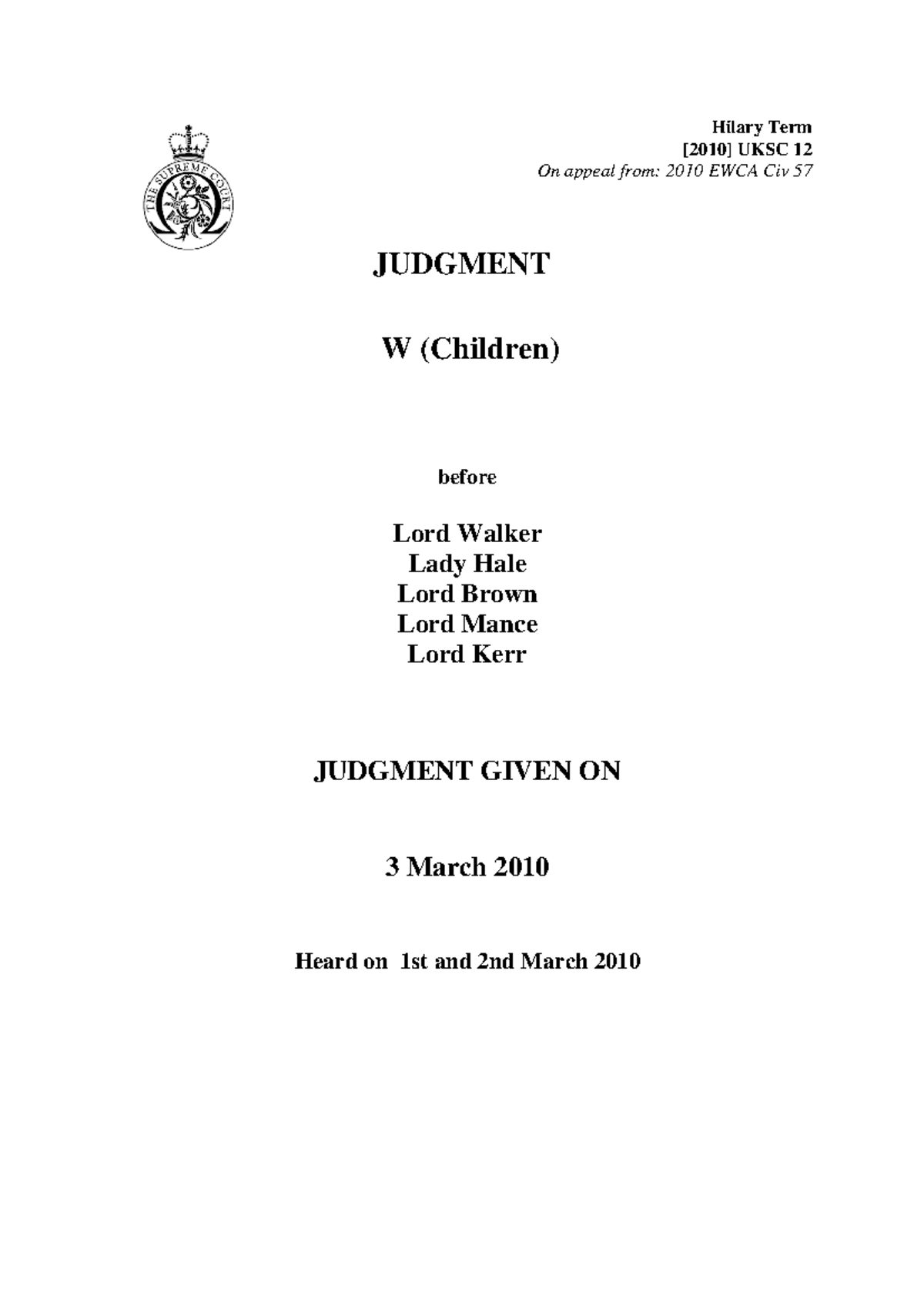 Re W (Children) - Evidence Compellability in Care Proceedings - Studocu