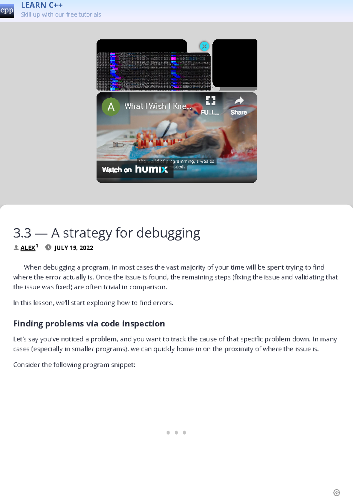3.3 — A strategy for debugging - LEARN C++ Skill up with our free ...