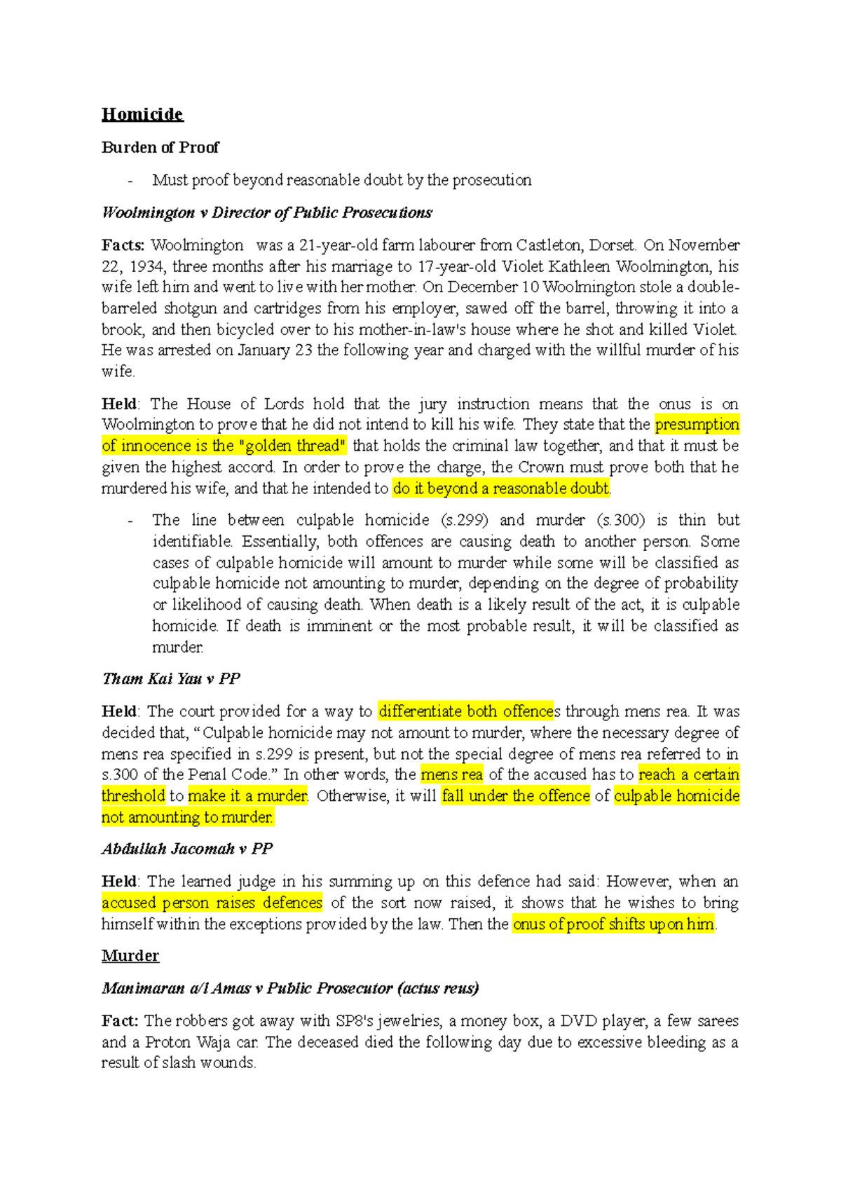 3. Homicide: Legal Analysis of Murder Under s.300 - Studocu