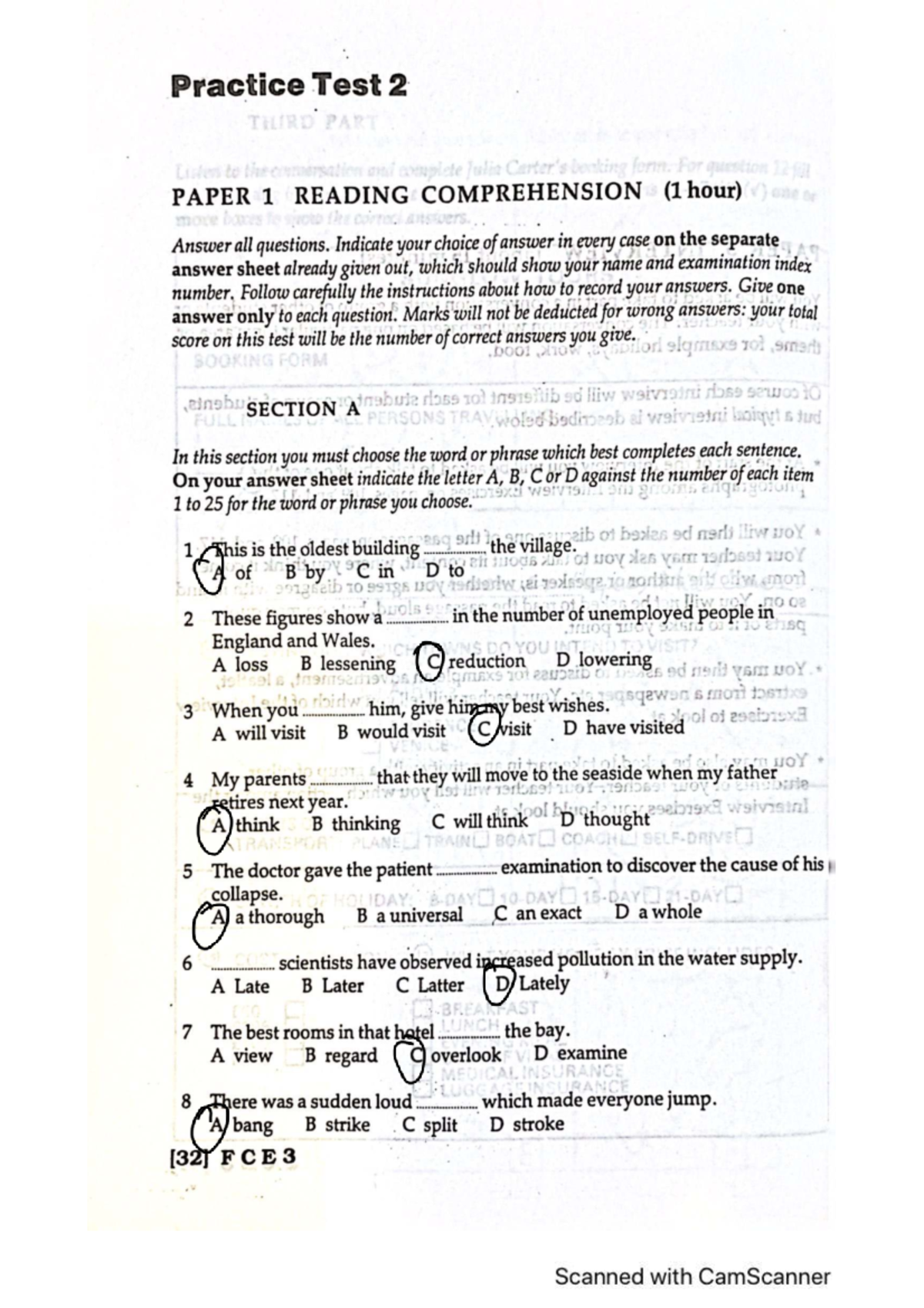 Practice Test 2 - Reading Comprehension and Answer Key - Studocu