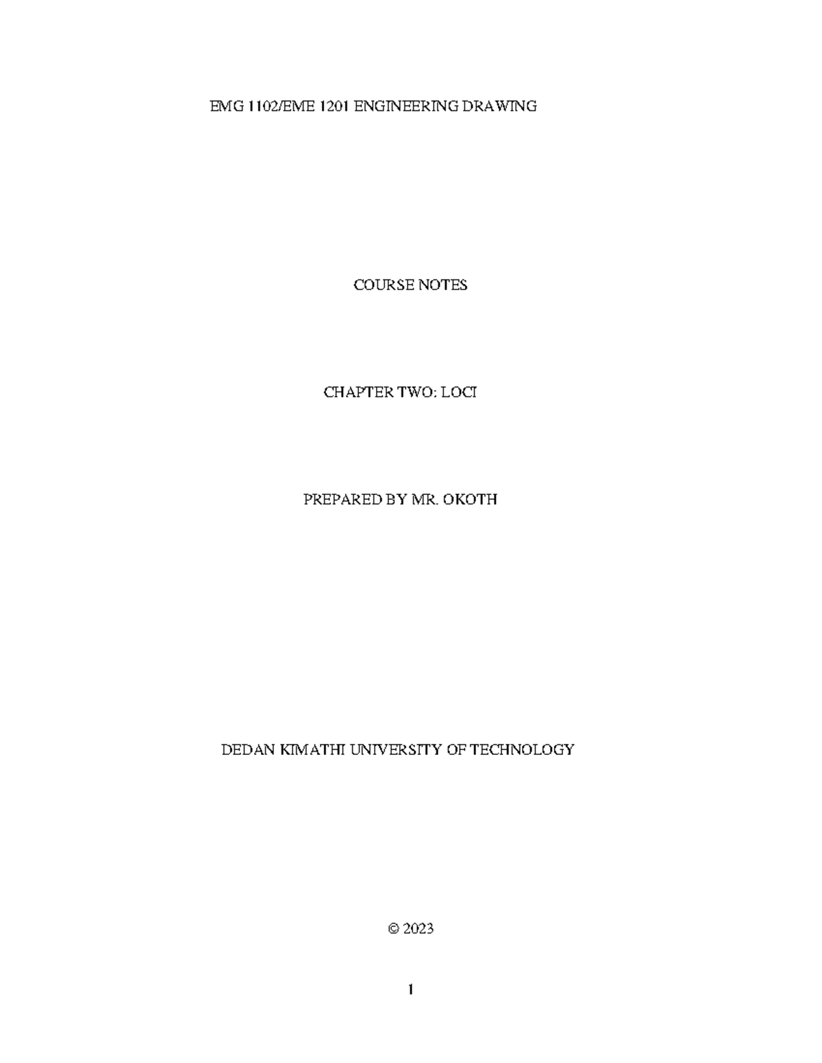 EMG 1102 Engineering Drawing: Chapter Two - Loci Overview (2023) - Studocu
