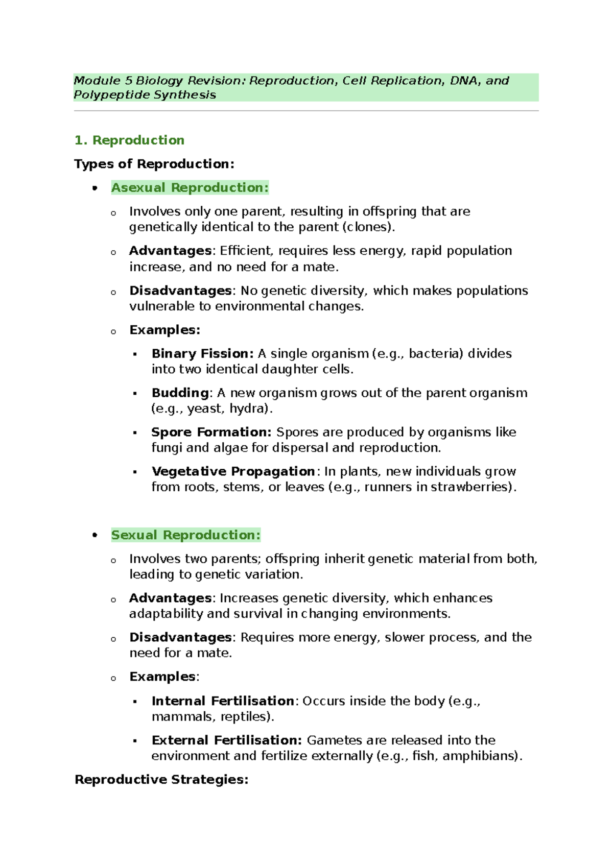 Exam prep - exam prep for mod 5 bio hsc - Module 5 Biology Revision ...