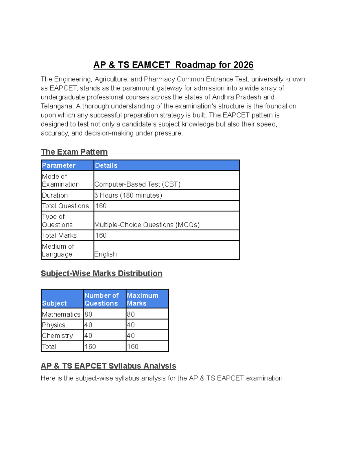 AP TS EAMCET 2026: Comprehensive Preparation Roadmap - Studocu