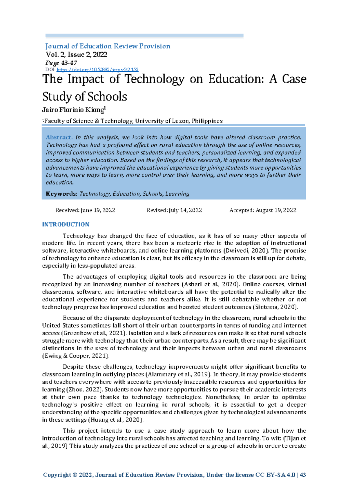The Impact of Technology on Education: A Rural Case Study - Studocu