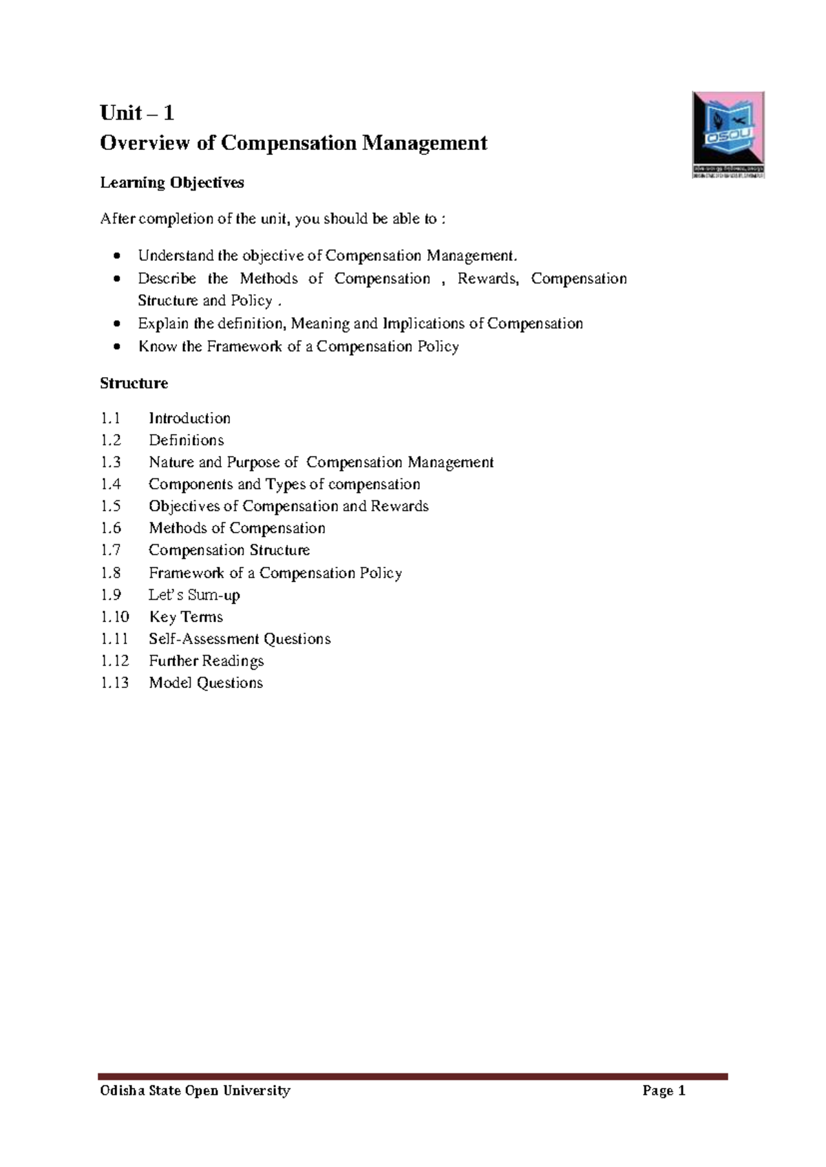 Compensation Management Lecture Notes (Course Code: CM101) - Studocu
