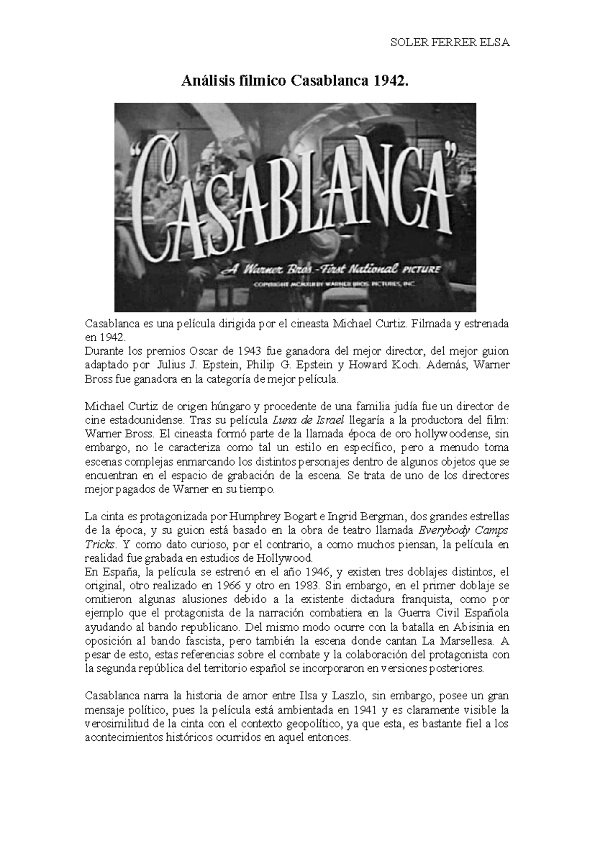 Análisis Fílmico de 'Casablanca' (1942) - Impacto y Contexto Históricos ...