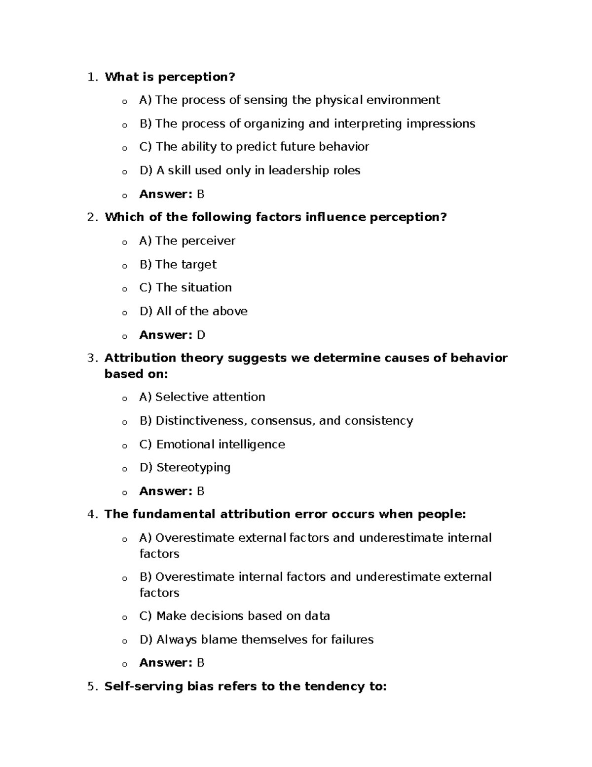 Chapter 2 MCQs & Short Answers on Perception and Emotions - Studocu