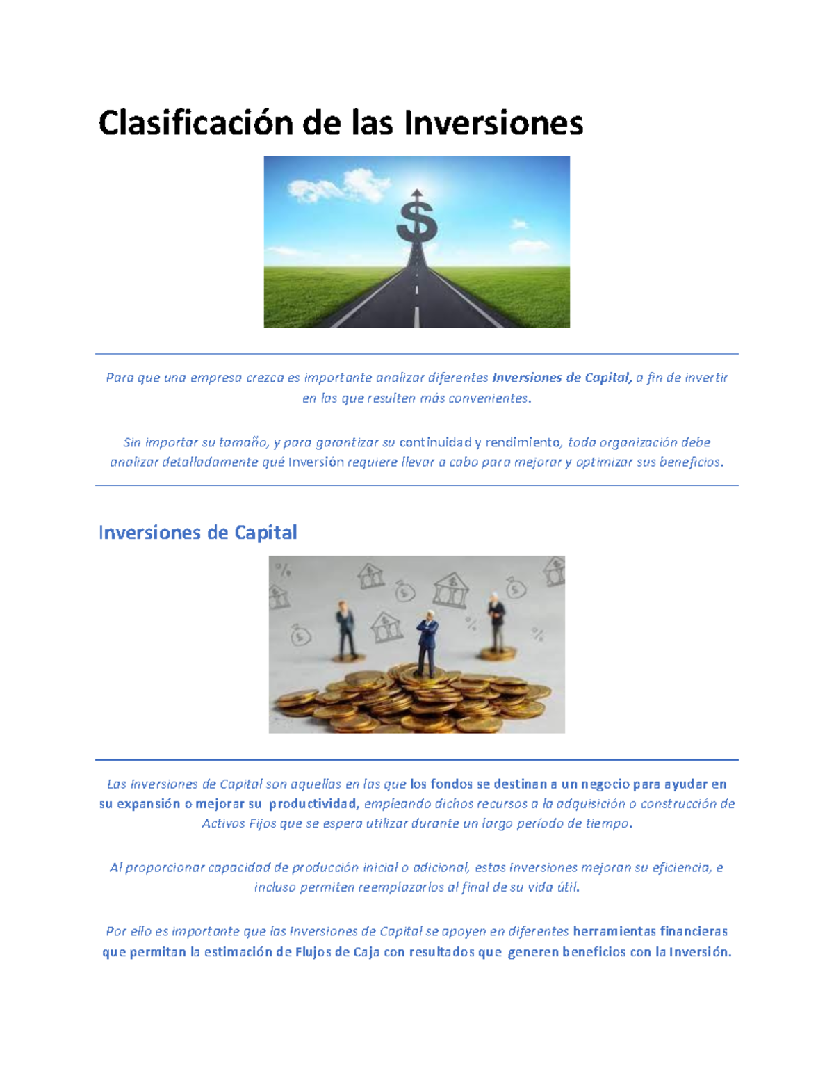 02 Clasificación y Tipos de Inversiones de Capital en Empresas - Studocu