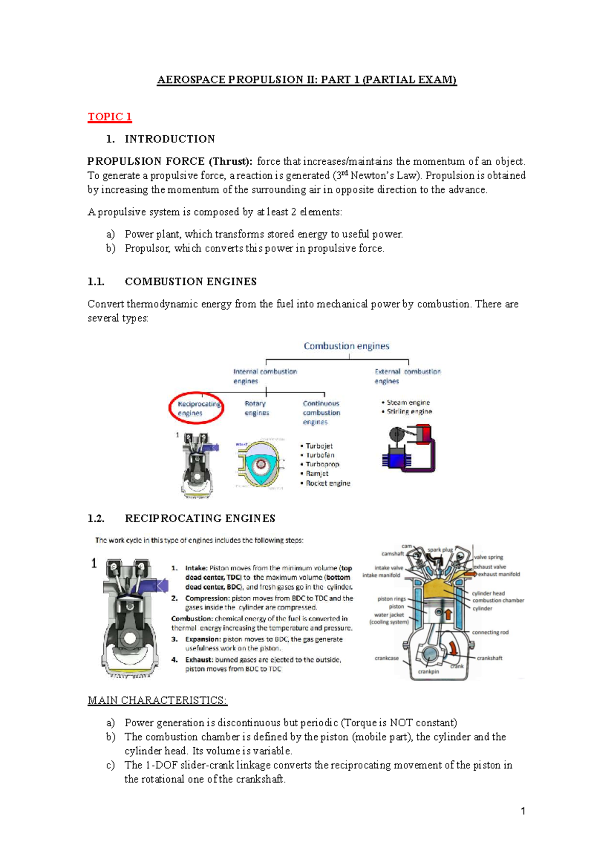 AEROSPACE PROPULSION II: PART 1 (PARTIAL EXAM) THEORY SUMMARY - Studocu
